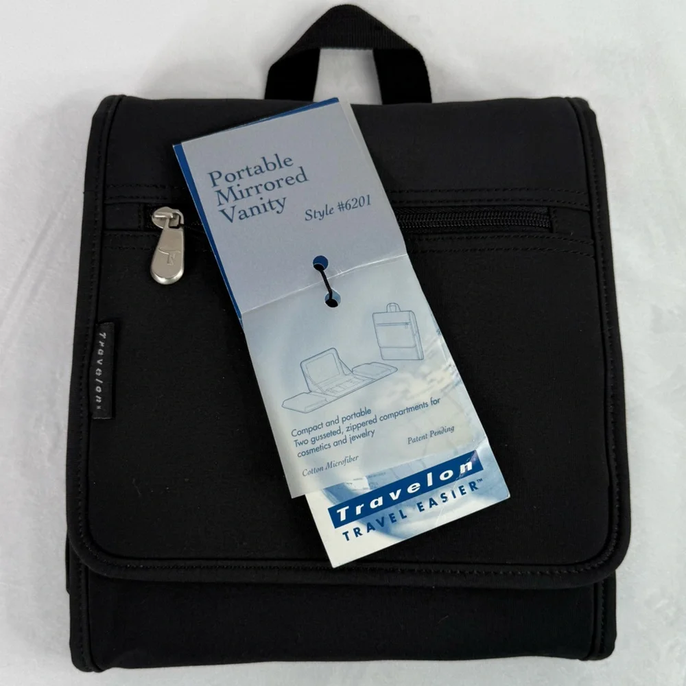 Makeup Mirrored Travelon Brush Makeup Portable Vanity Compact Toiletry‎ Black